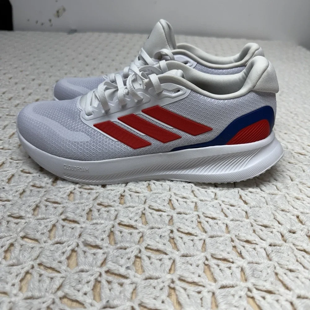 Adidas Runfalcon 5 Shoes Men Size 8.5 Running Sneakers White Red Blue IE8818